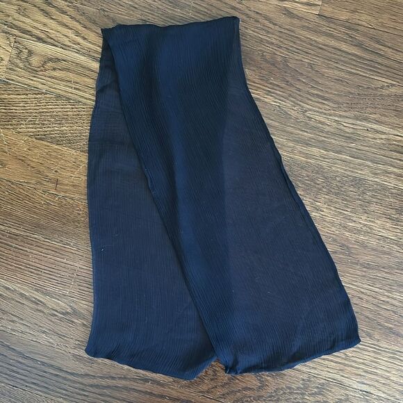 Vintage black semi sheer double layer polyester neck scarf - Picture 4 of 4